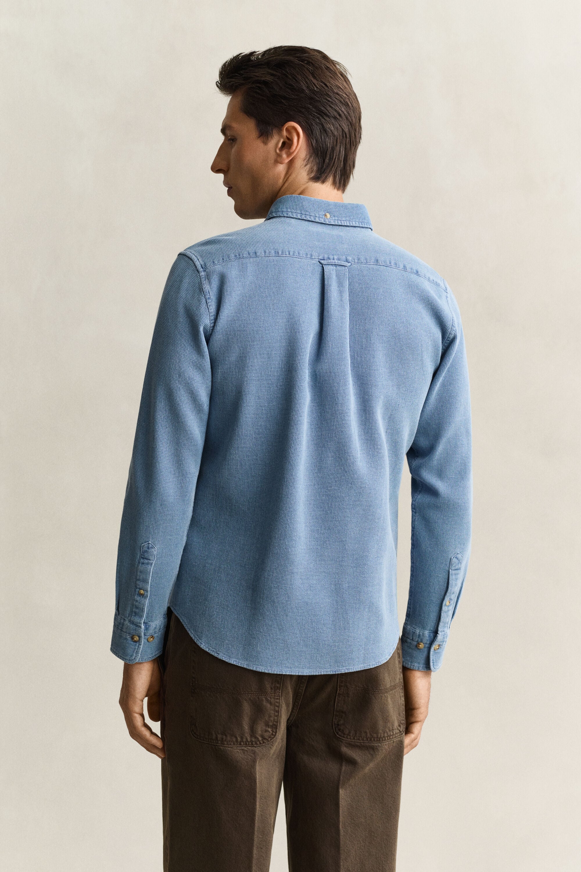 Camisa com padrão waffle índigo