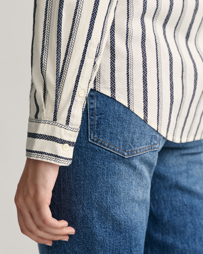 Camisa em voile de algod&atilde;o Rope regular fit