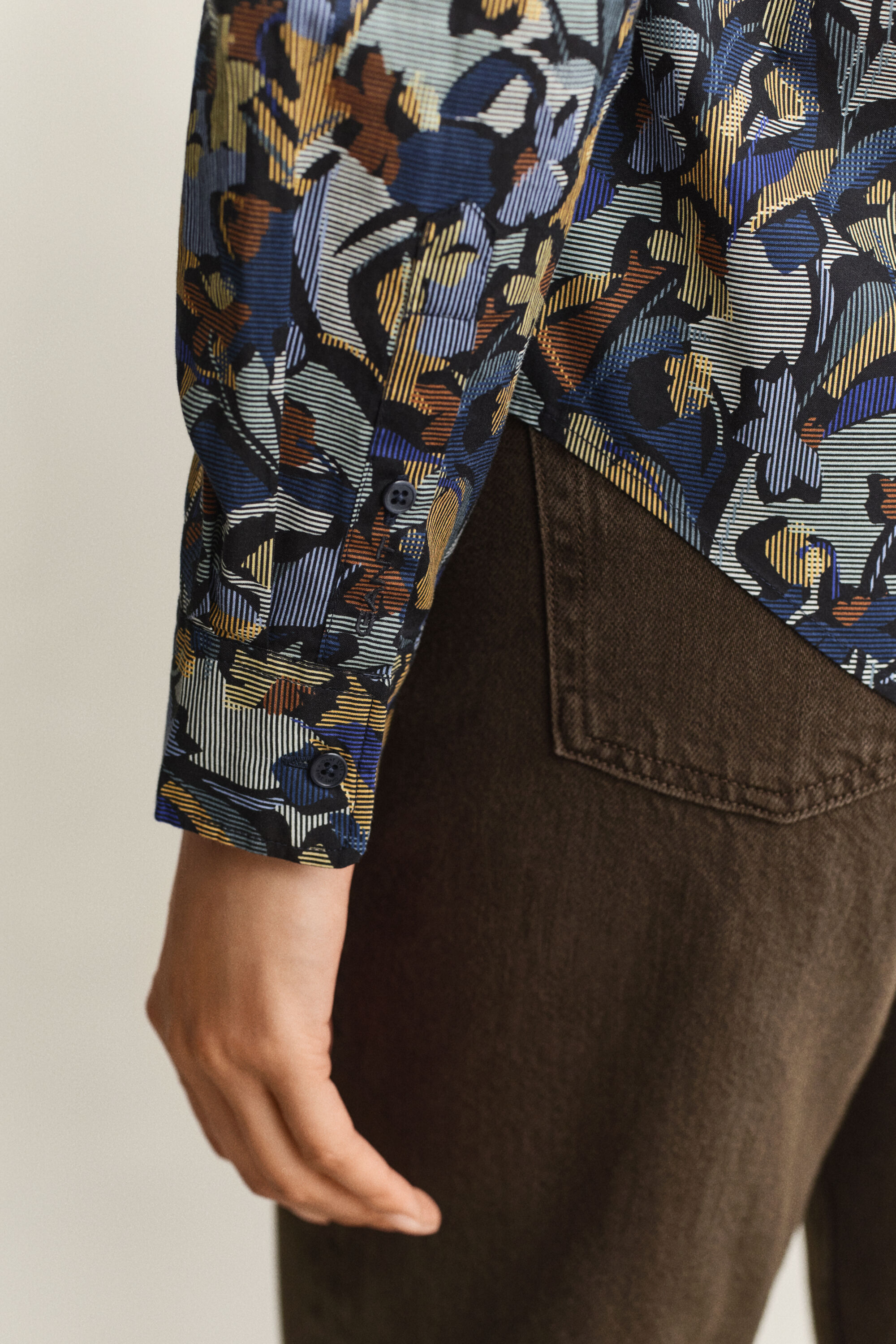 Camisa em voile de algodão com estampado