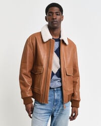 Casaco de aviador em pele