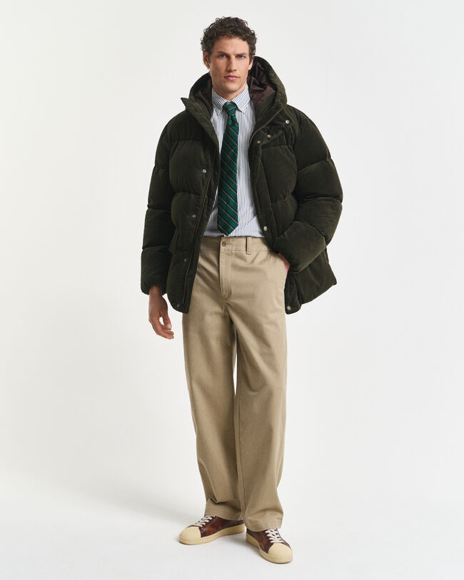 Camisa em popelina às riscas clássica regular fit