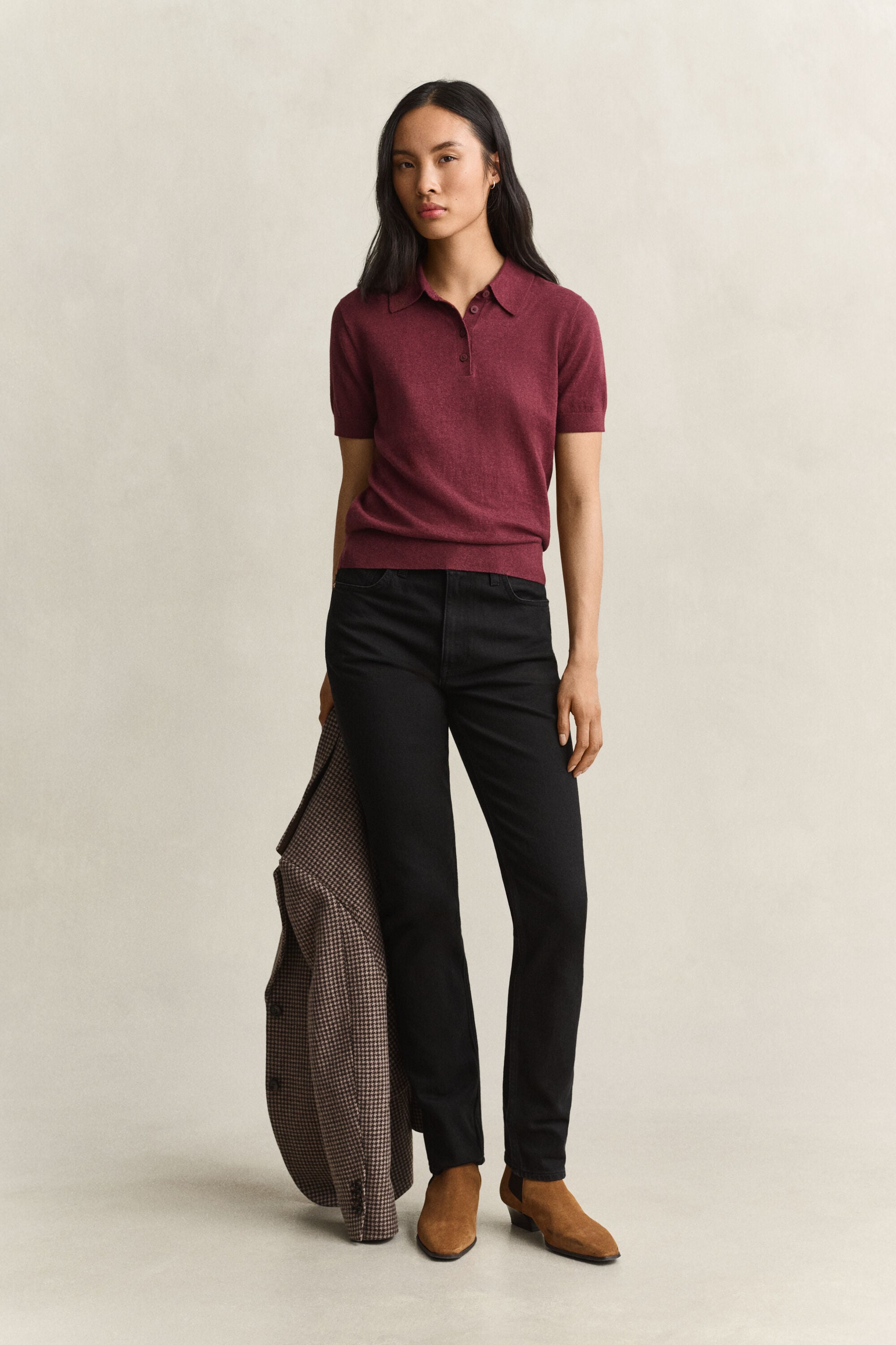 Camisola de malha estilo polo leve
