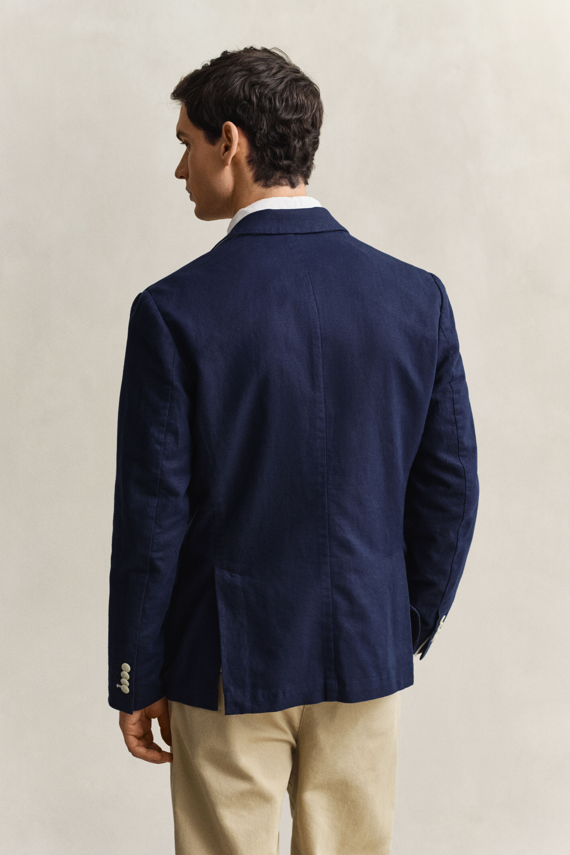 Casaco de fato em mistura de algodão Textured