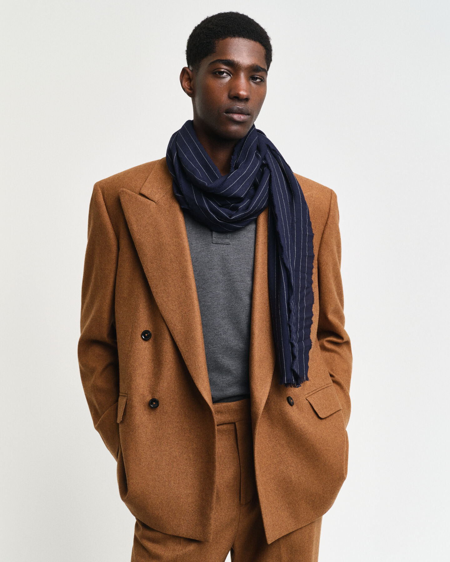 Cachecol às riscas em lã de merino extrafina