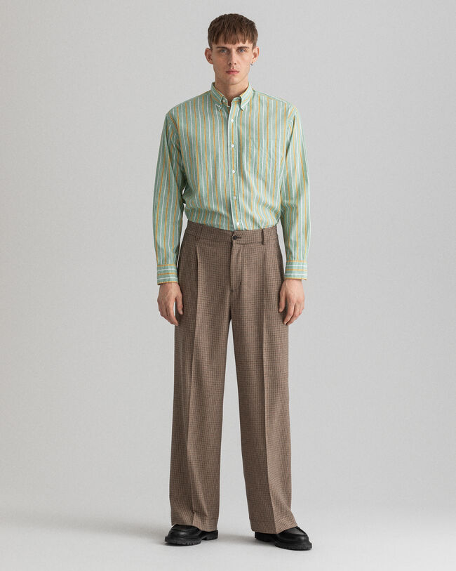 Calças de fato com padrão de xadrez e pregas