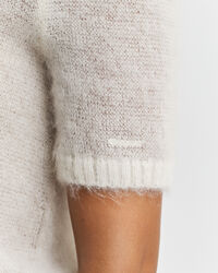 Camisola de malha com decote redondo e manga curta em mistura de mohair