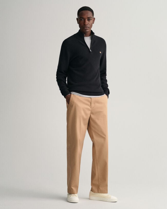 Sweatshirt com meio fecho em algod&atilde;o Textured