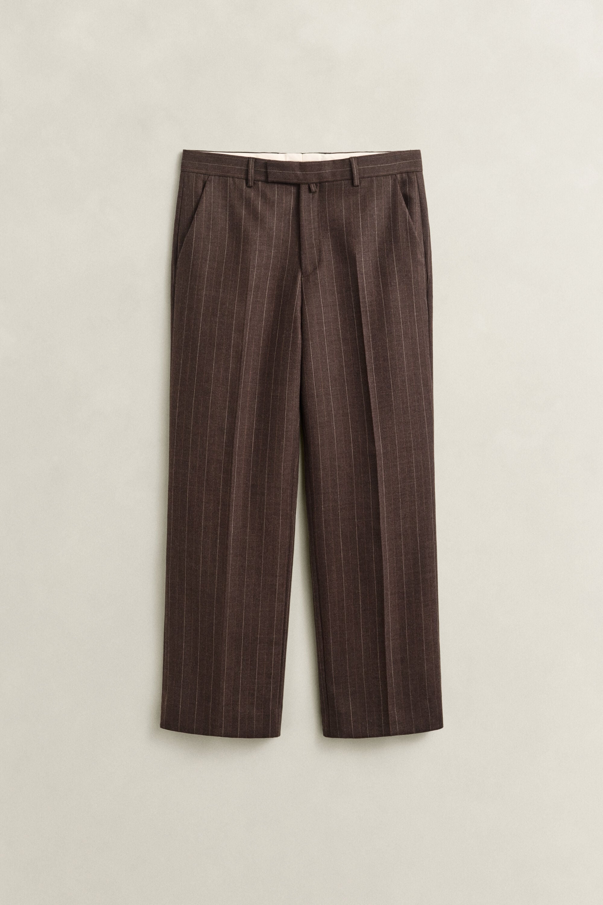 Calças de fato em lã com padrão Pinstripe