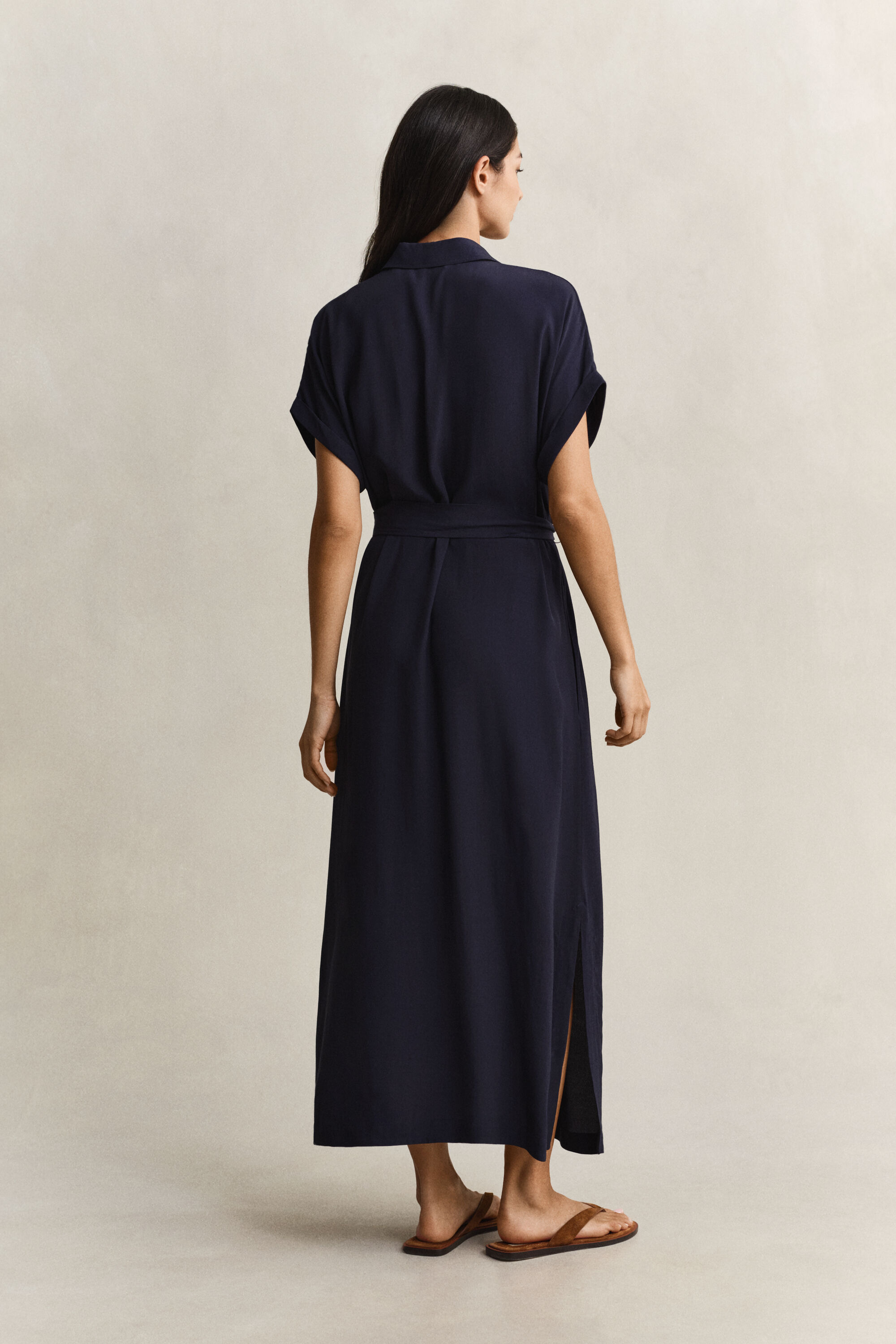 Vestido-camisa com mangas bolero