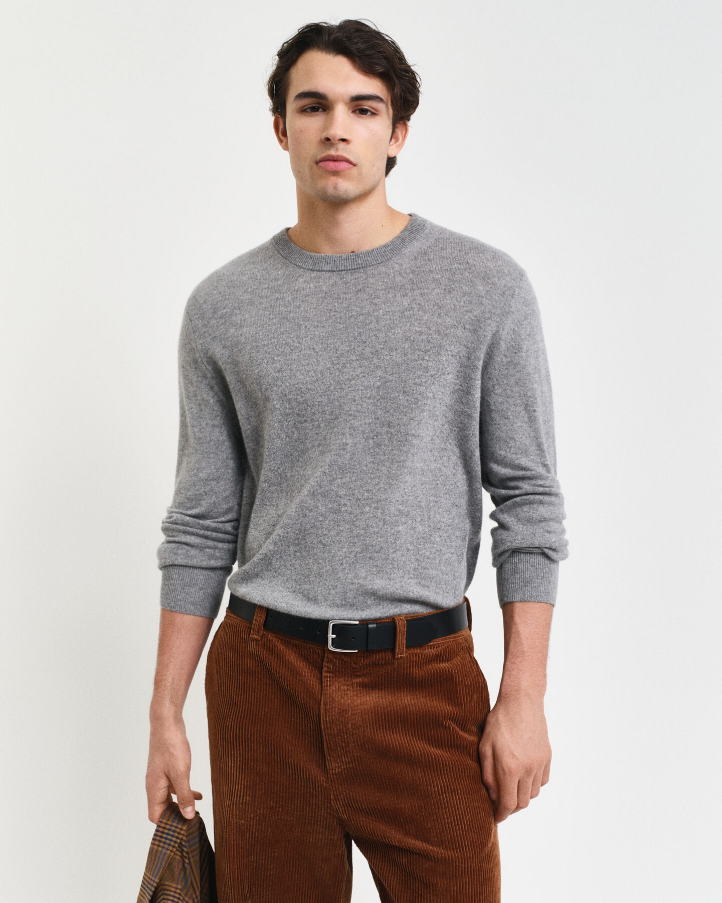 Camisola de malha com decote redondo em caxemira