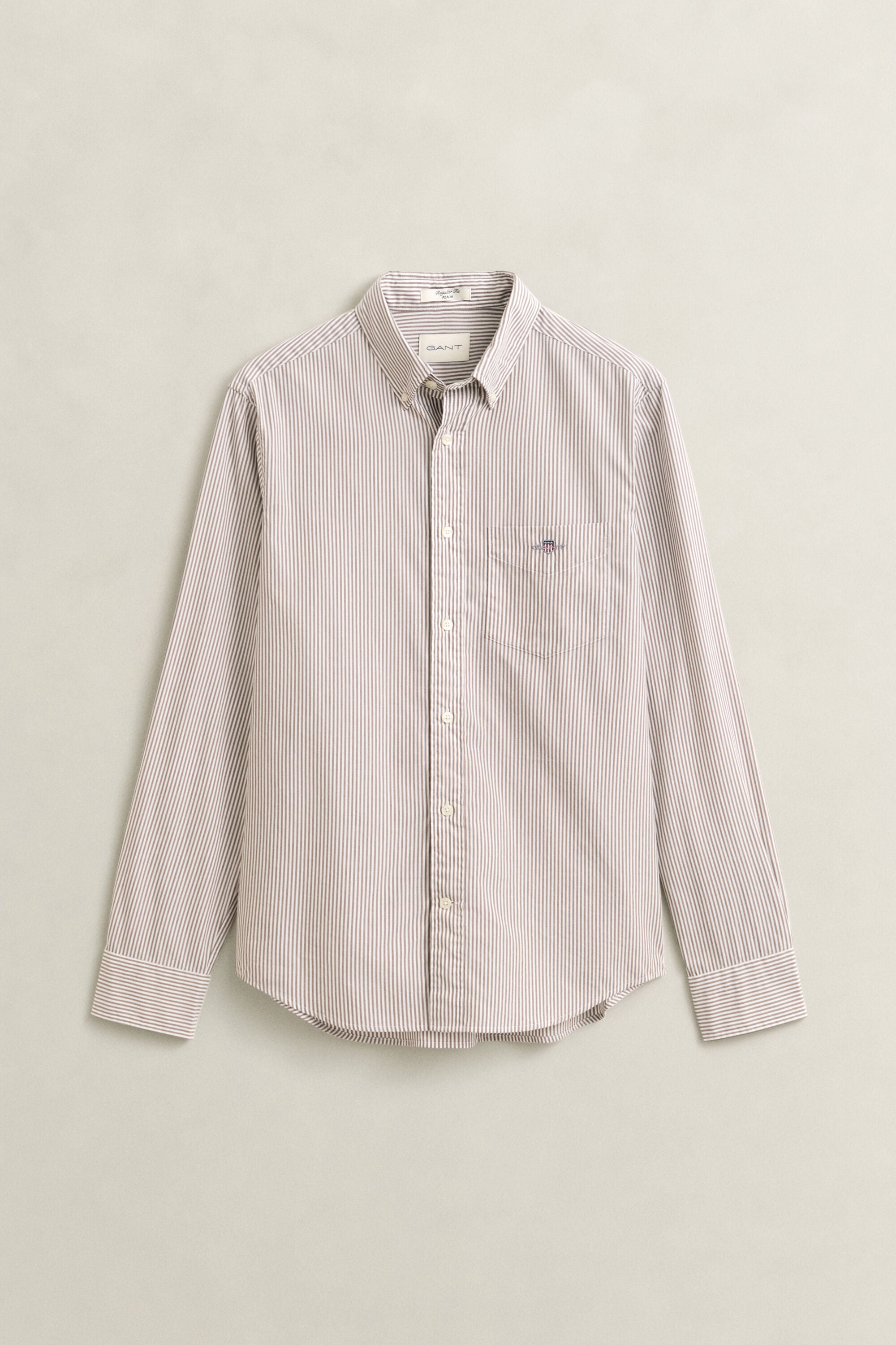 Camisa em popelina às riscas finas Classic