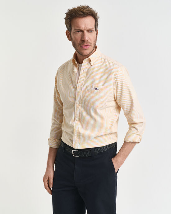 Camisa Oxford clássica com riscas finas regular fit