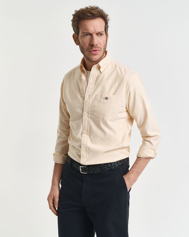 Camisa Oxford clássica com riscas finas regular fit