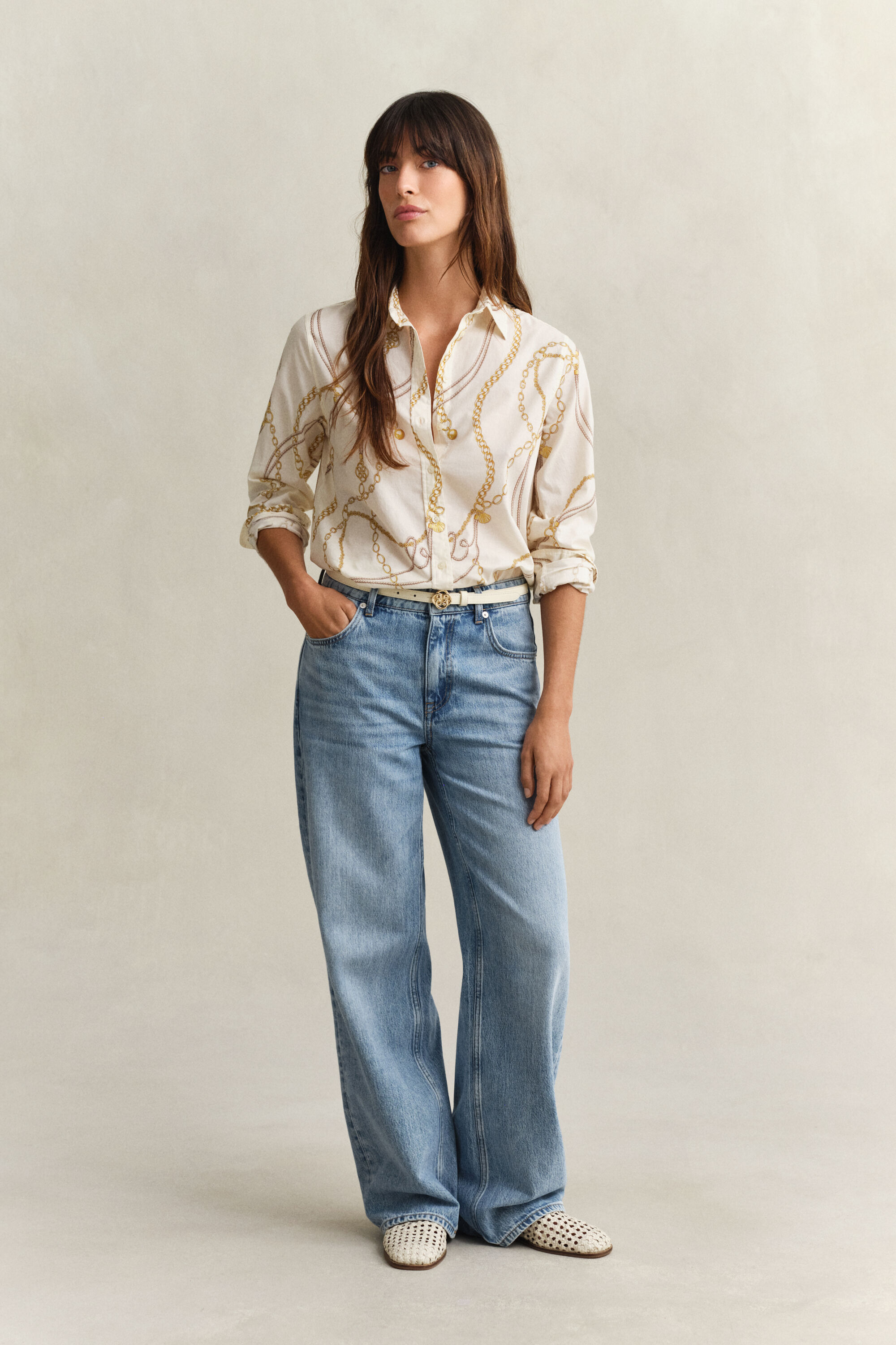 Camisa em voile de algodão