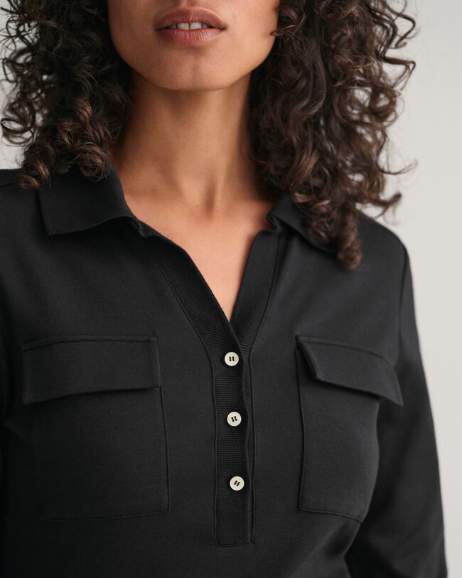 Vestido em jersey com colarinho de polo slim fit