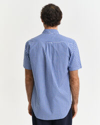 Camisa de manga curta em popelina Gingham clássica regular fit