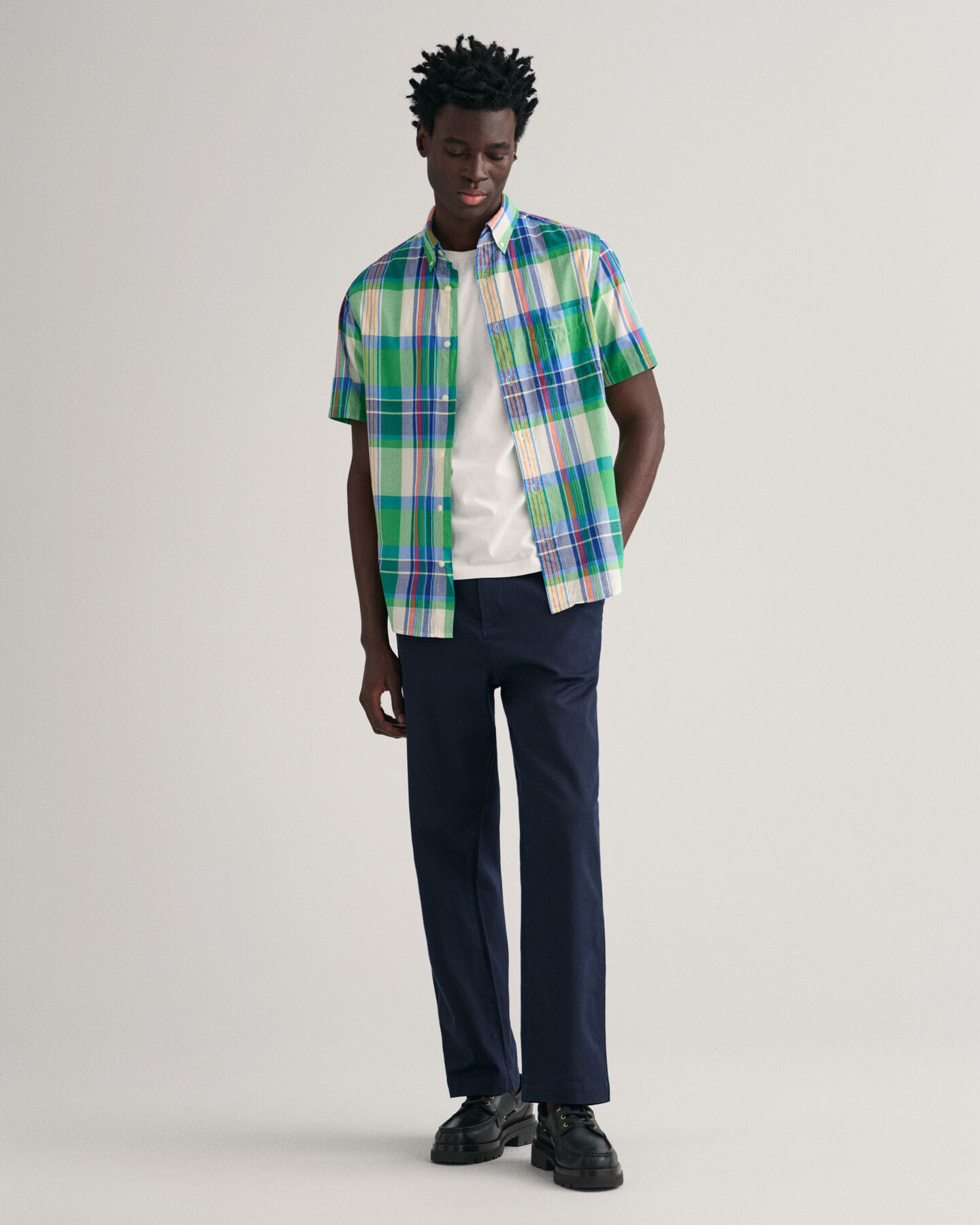 Camisa de manga curta Madras regular fit