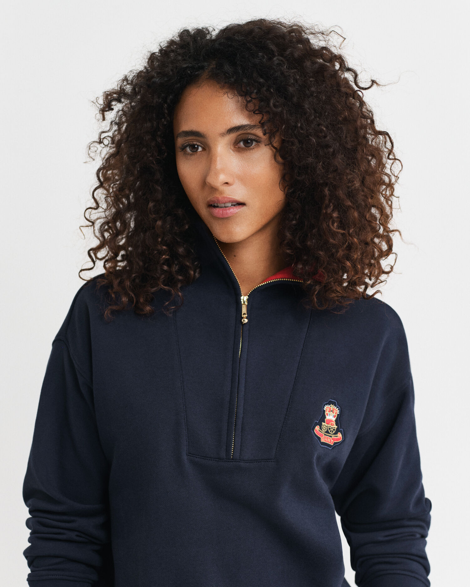 Sweatshirt com meio fecho de correr Crest Badge