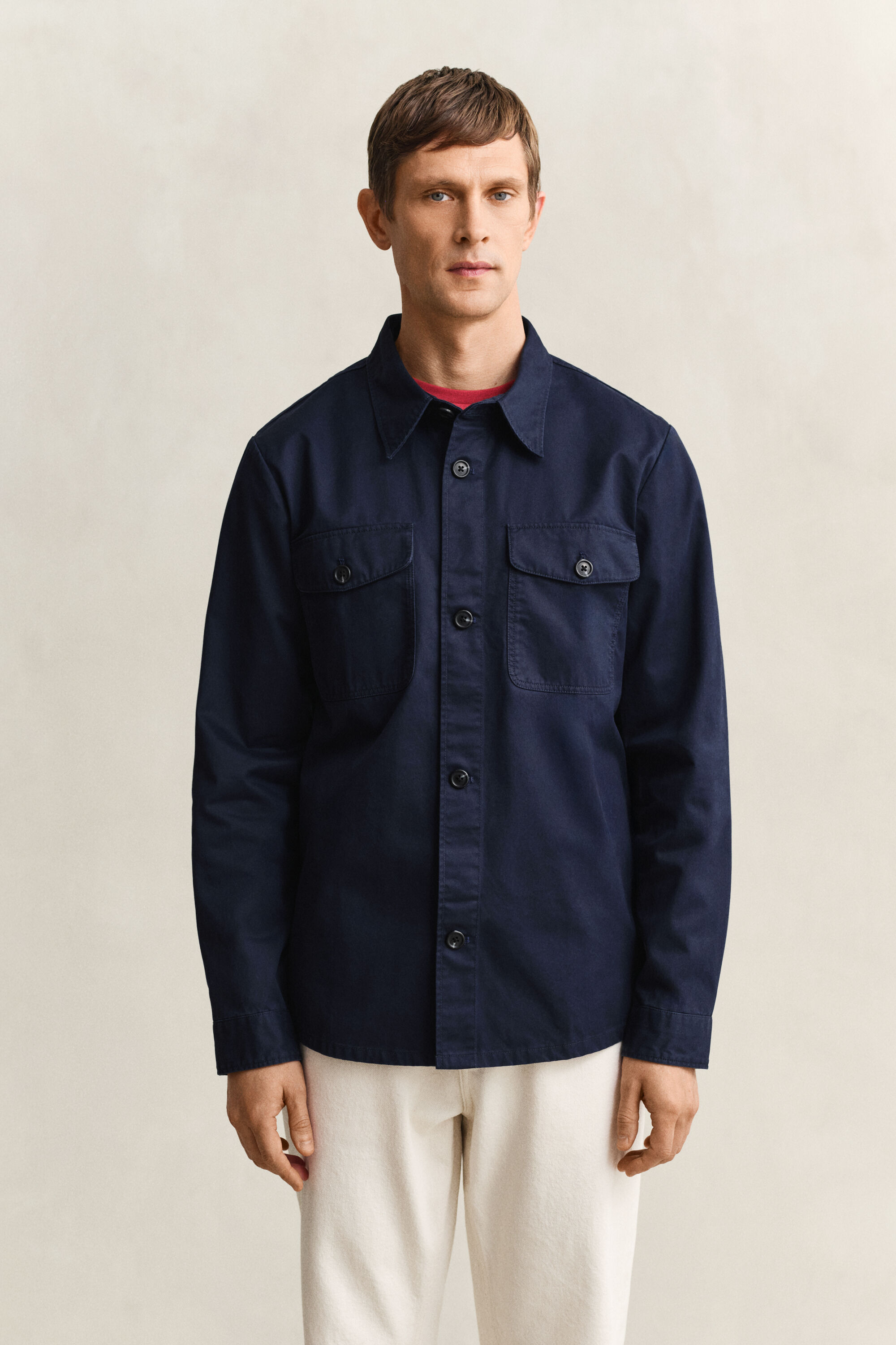 Sobrecamisa em sarja de algodão