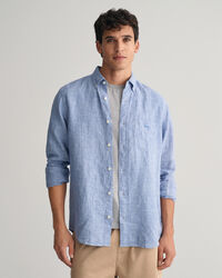 Camisa de linho Houndstooth regular fit