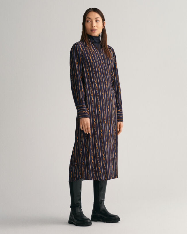 Vestido de trespasse às riscas Rope regular fit