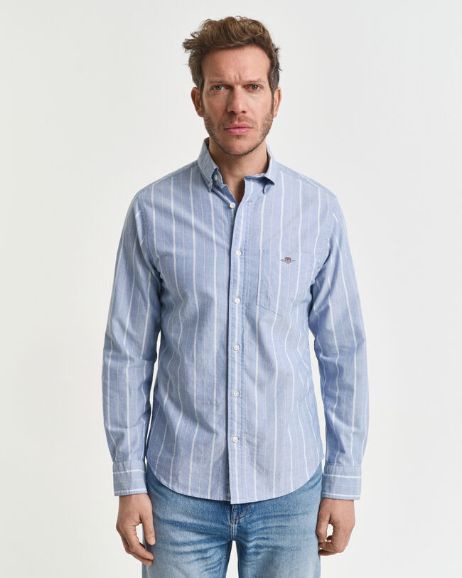 Camisa Oxford clássica às riscas regular fit