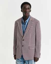 Blazer em mistura de algodão com padrão de xadrez regular fit