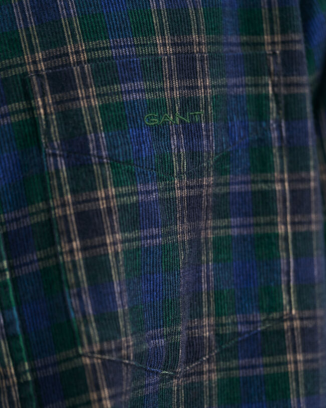 Camisa de bombazina com padr&atilde;o axadrezado regular fit