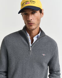 Camisola de malha com meio fecho em algodão texturizado