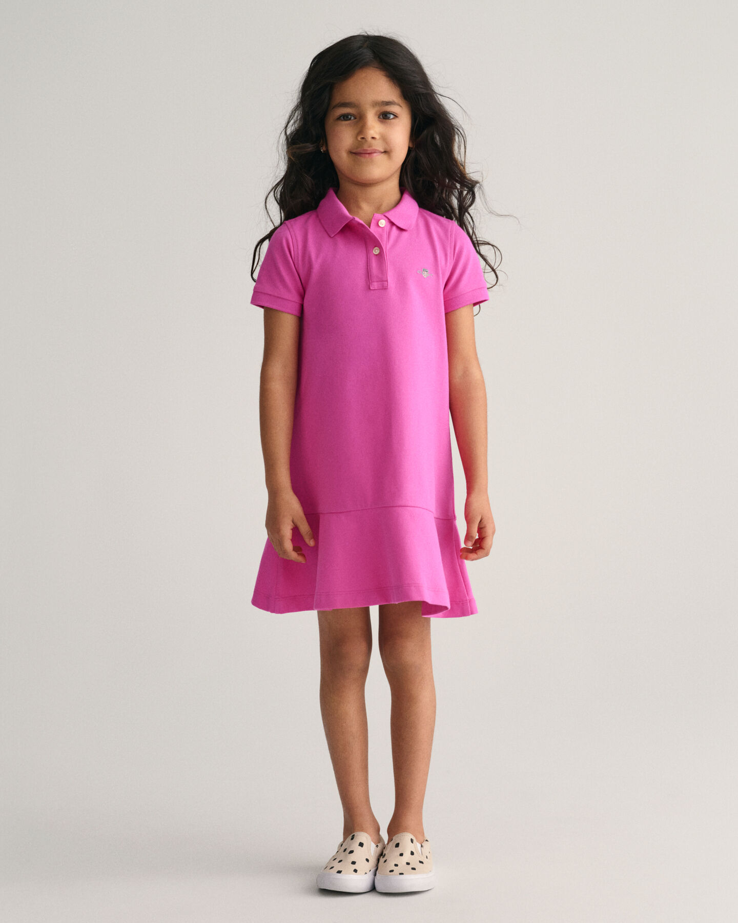 Vestido rodado de manga curta em algod&atilde;o piqu&eacute; Girls