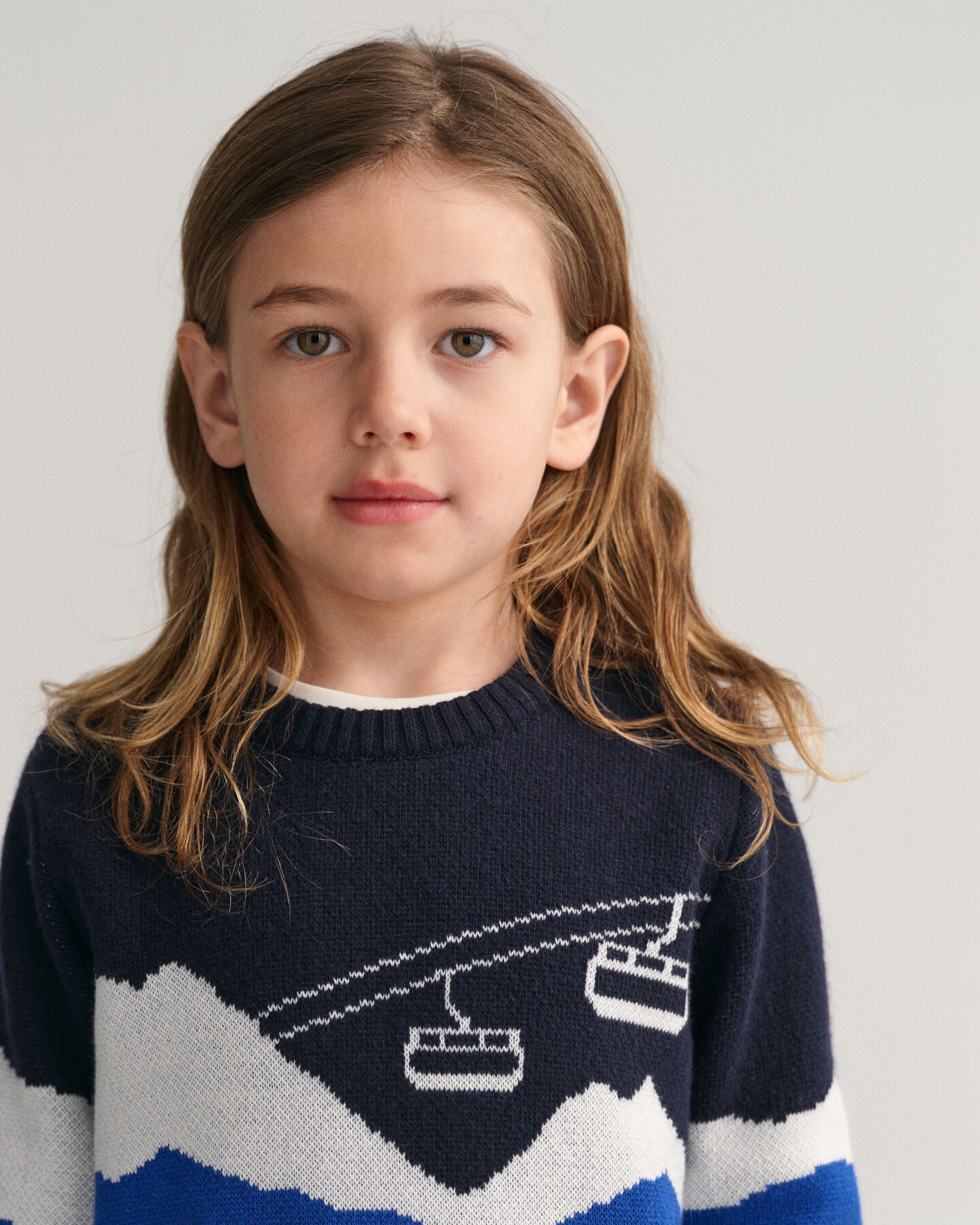Sweatshirt com decote redondo em padr&atilde;o Jacquard Alpine Kids