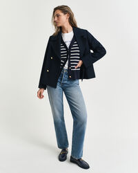 Casaco de malha de algodão às riscas