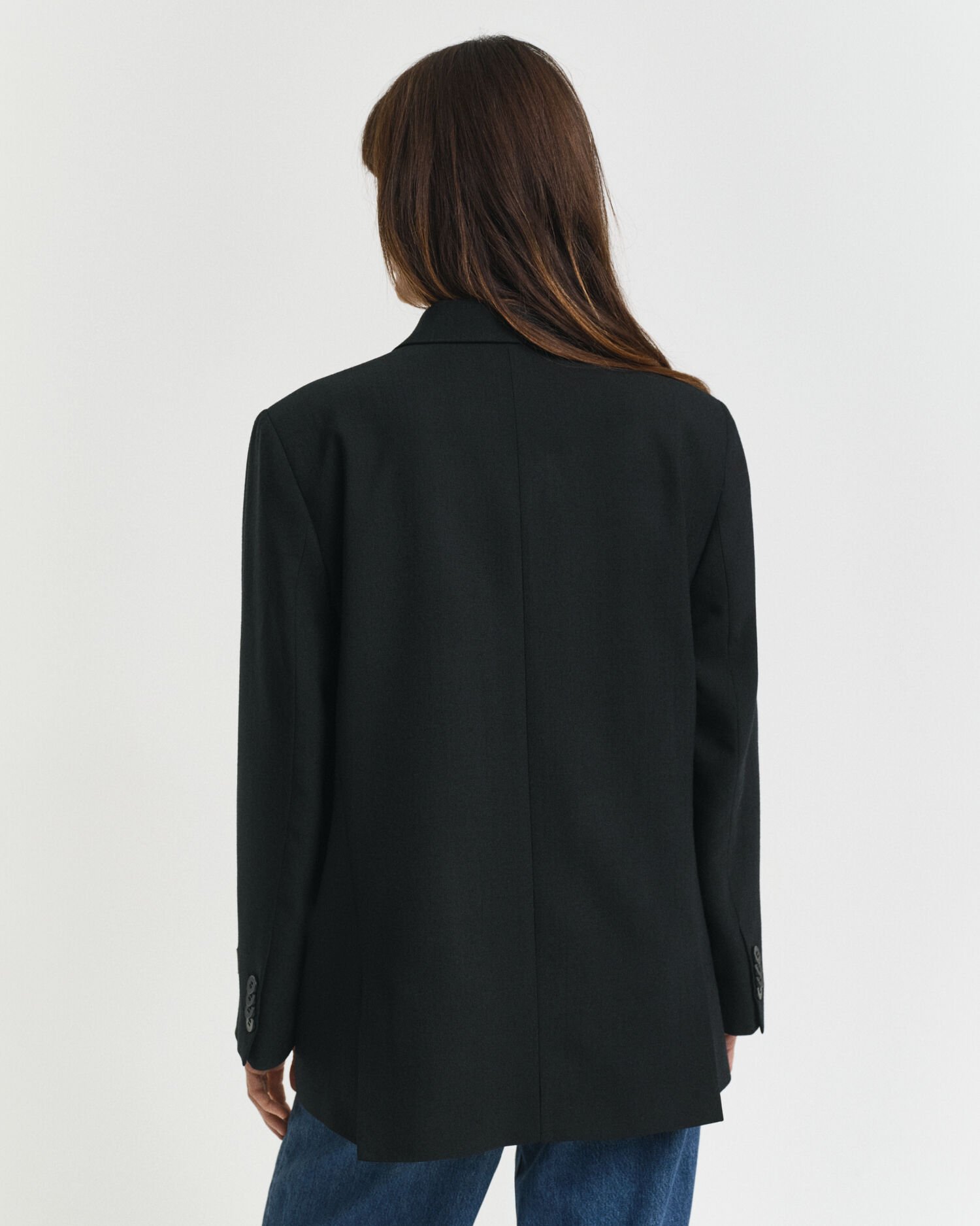 Blazer Hopsack em mistura de lã com frente de trespasse relaxed fit