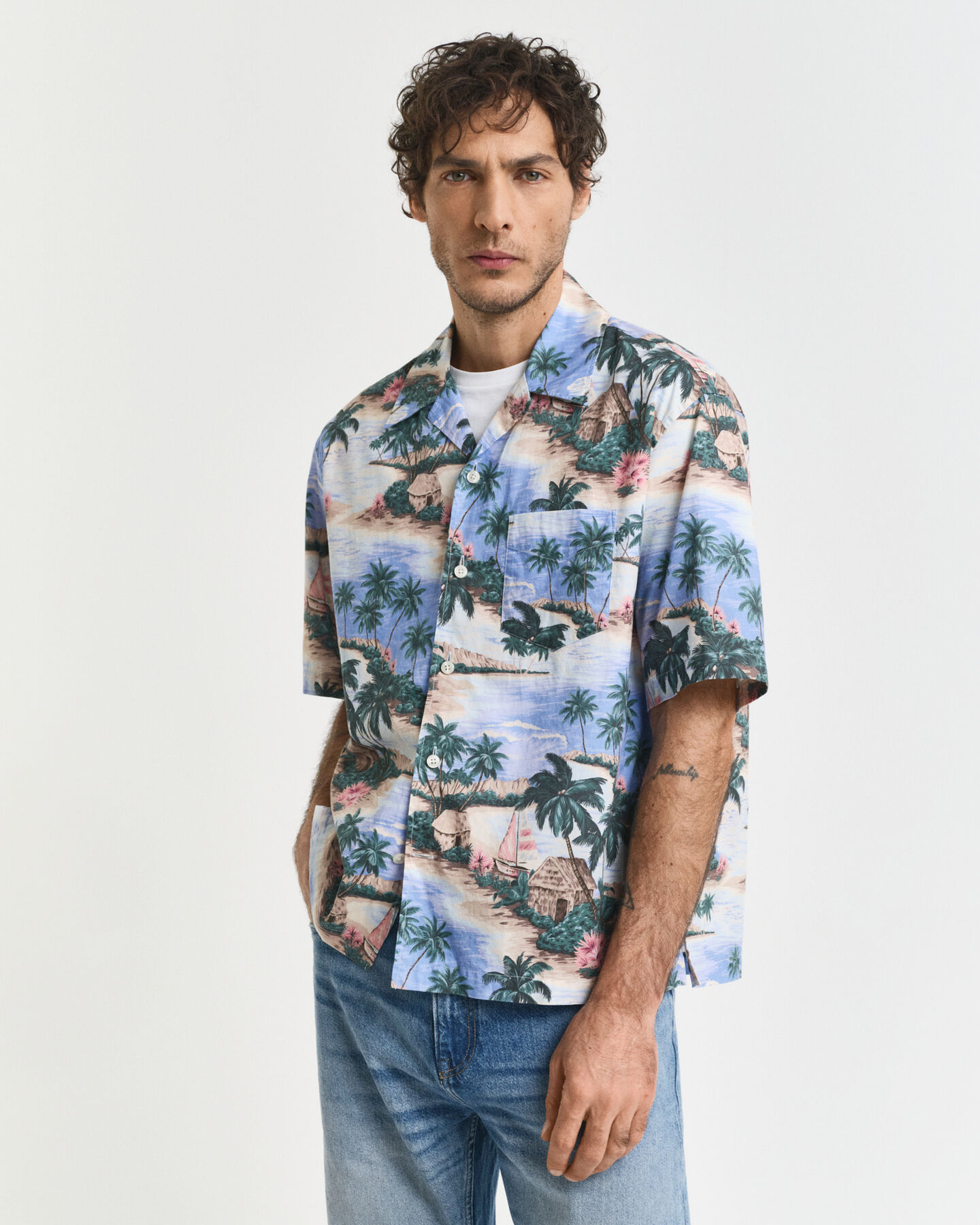 Camisa com estampado Resort Island relaxed fit