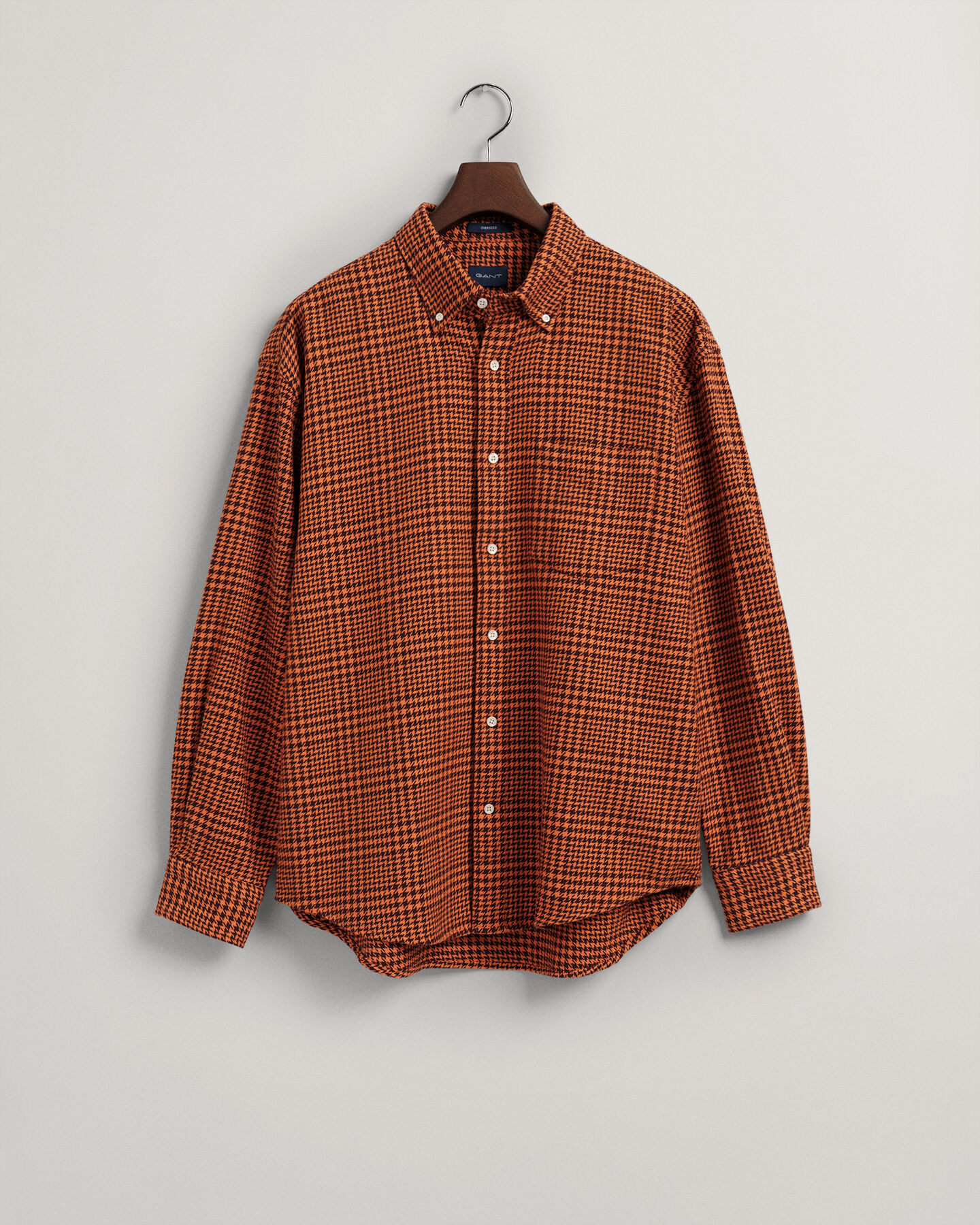 Camisa de algodão com padrão Houndstooth oversized