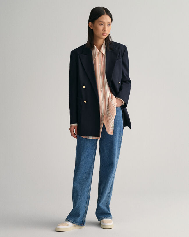 Camisa em seda às riscas oversized