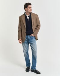 Camisola de malha com meio fecho de correr em algodão piqué