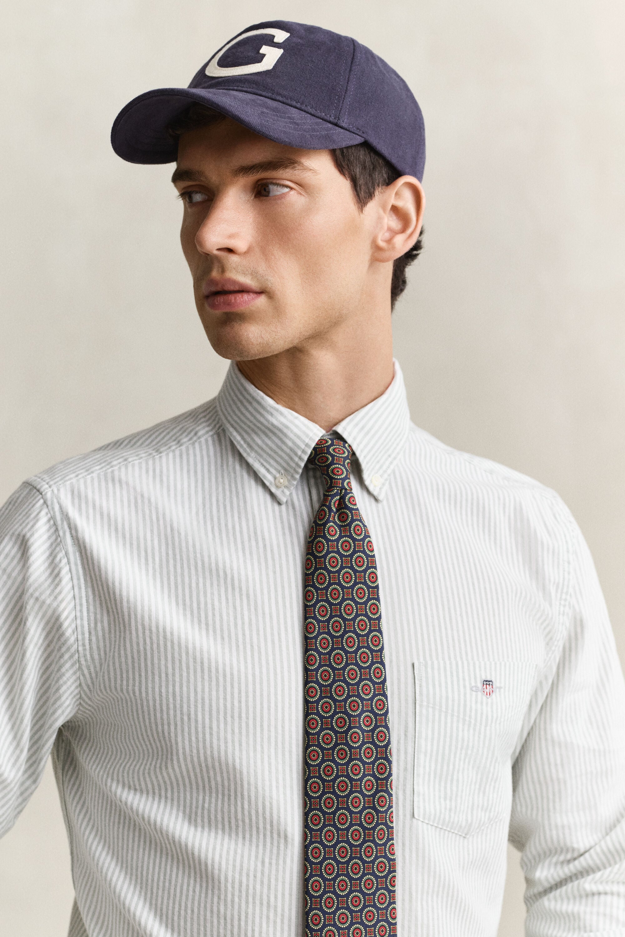 Camisa Oxford às riscas finas Classic