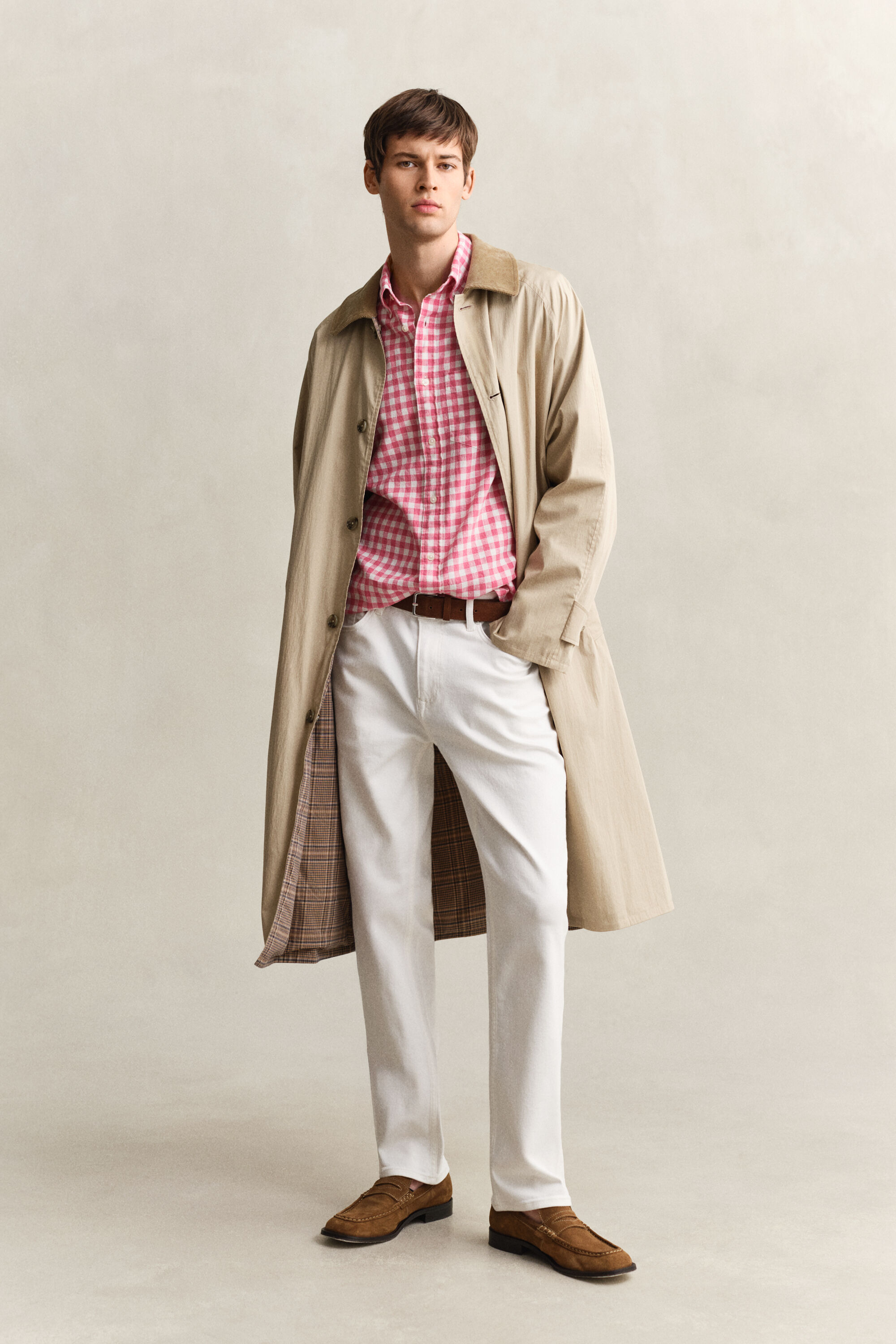 Camisa em mistura de linho Gingham