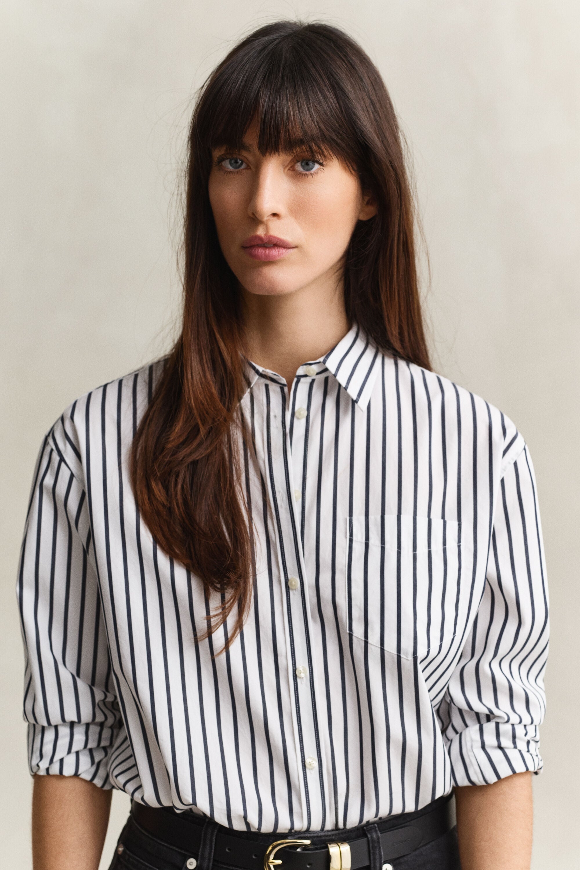Camisa em popelina às riscas Classic relaxed fit