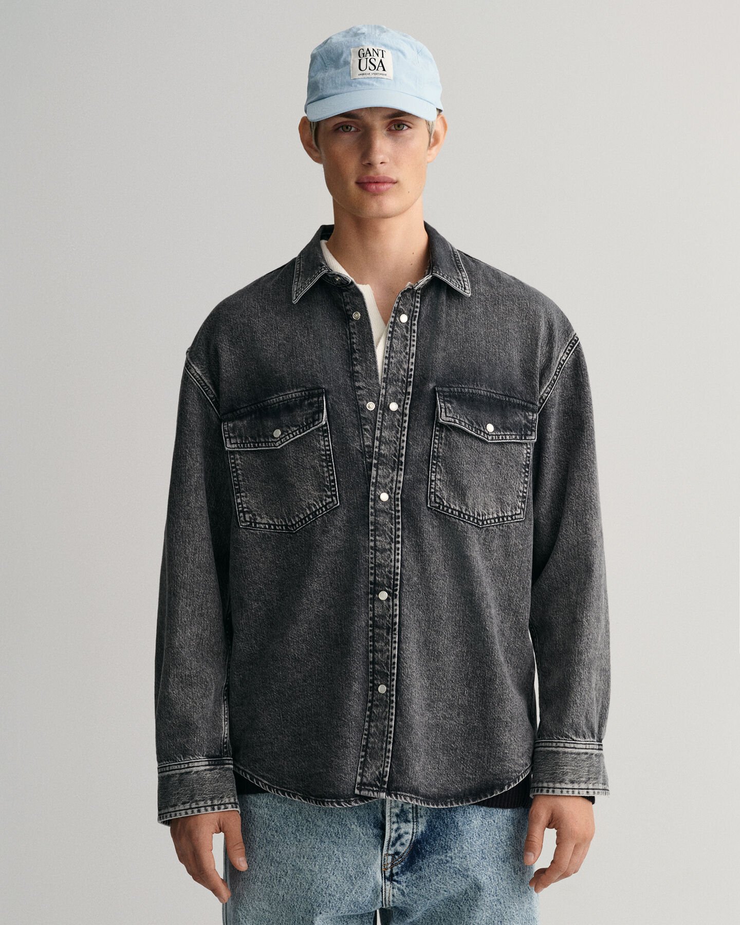 Camisa de ganga Heavy Washed oversized