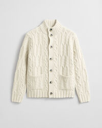 Casaco de malha entrançada