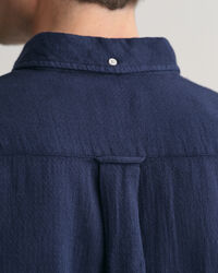 Camisa de manga curta em linho e algodão texturizado regular fit