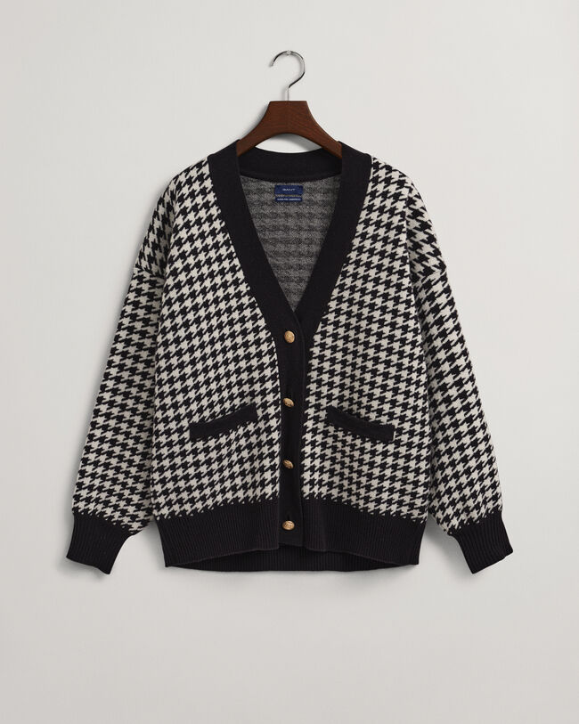 Casaco de malha oversized com padrão Houndstooth