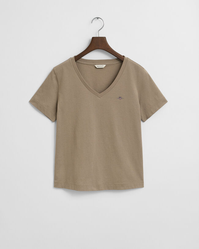 T-shirt com decote em V Shield