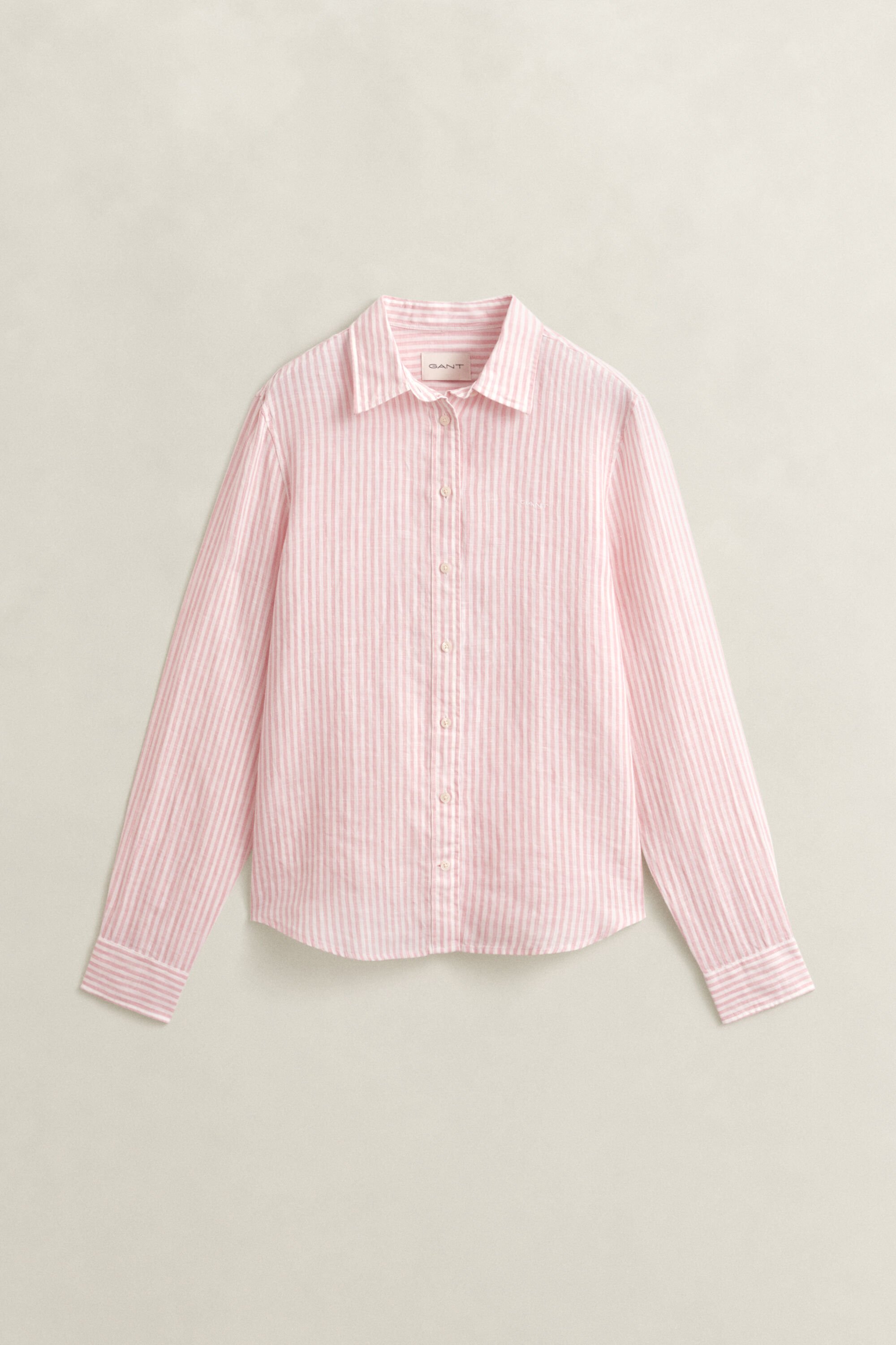 Camisa de linho às riscas regular fit