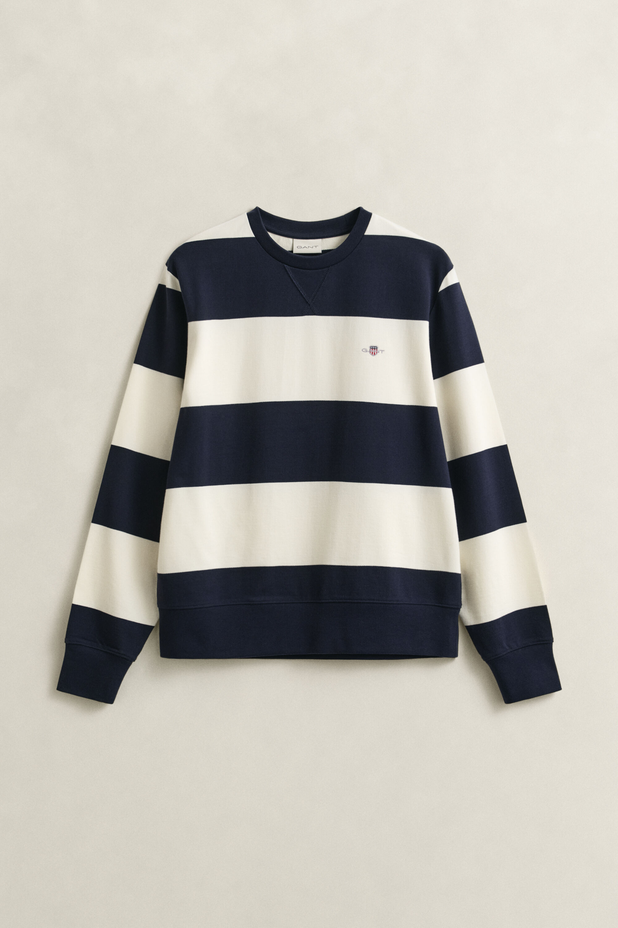 Sweatshirt com decote redondo às riscas