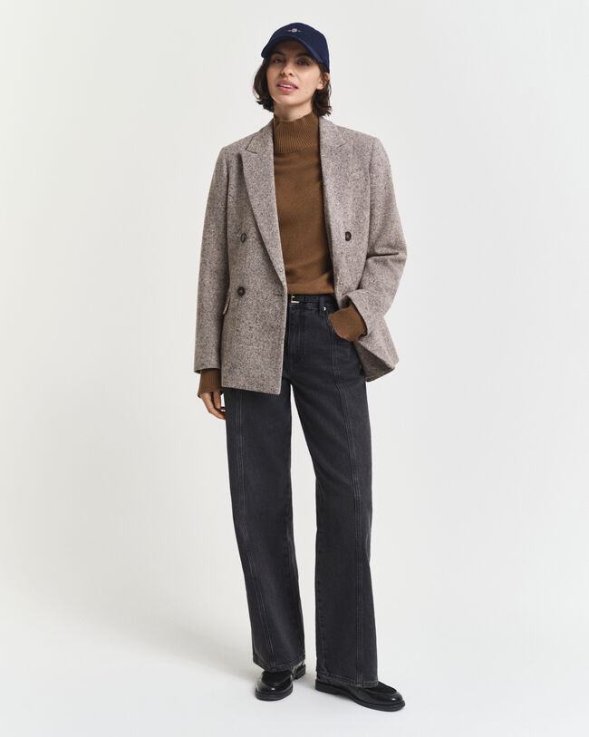 Camisola de malha com gola alta em lã extrafina