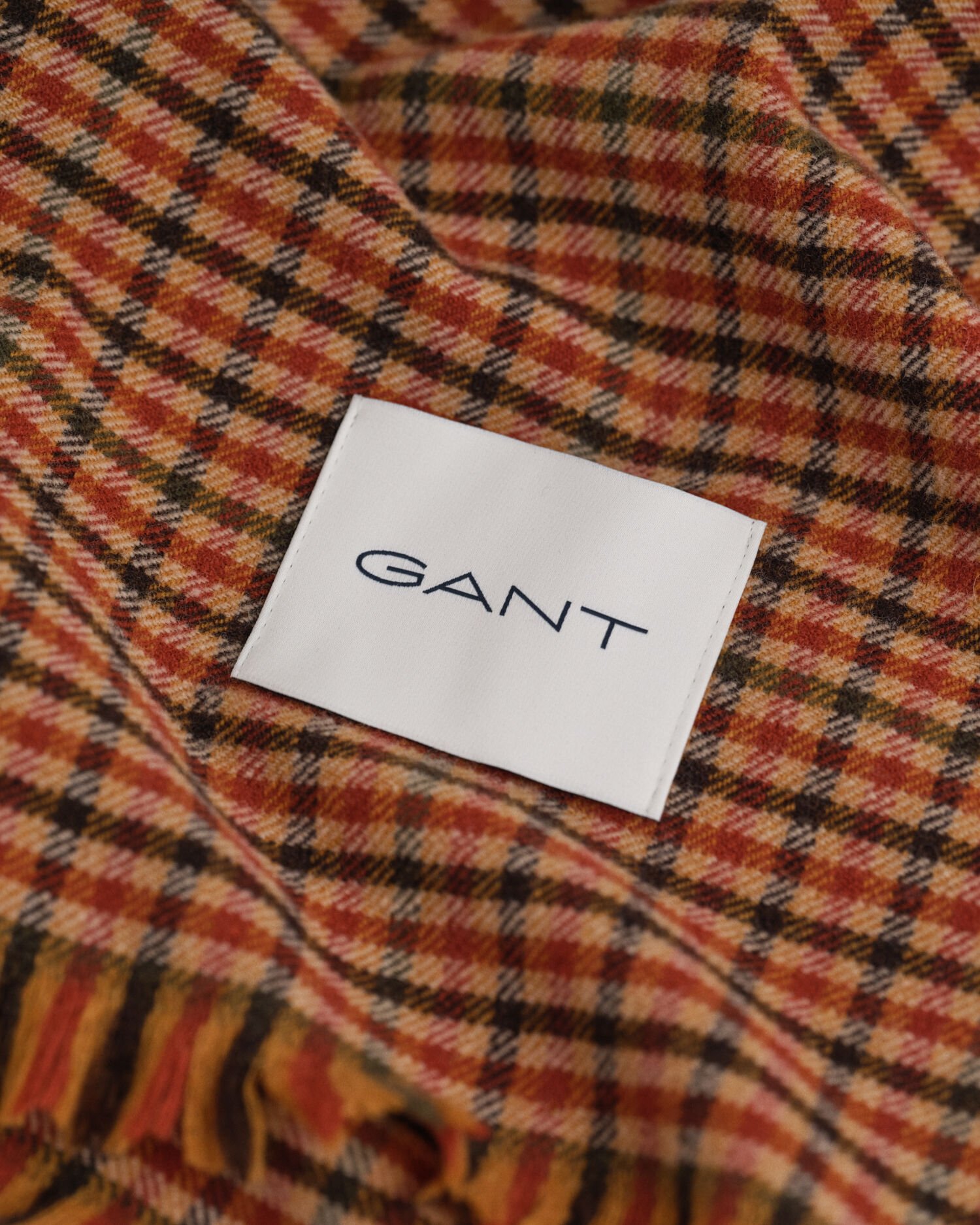 Cachecol largo em lã com padrão Gingham