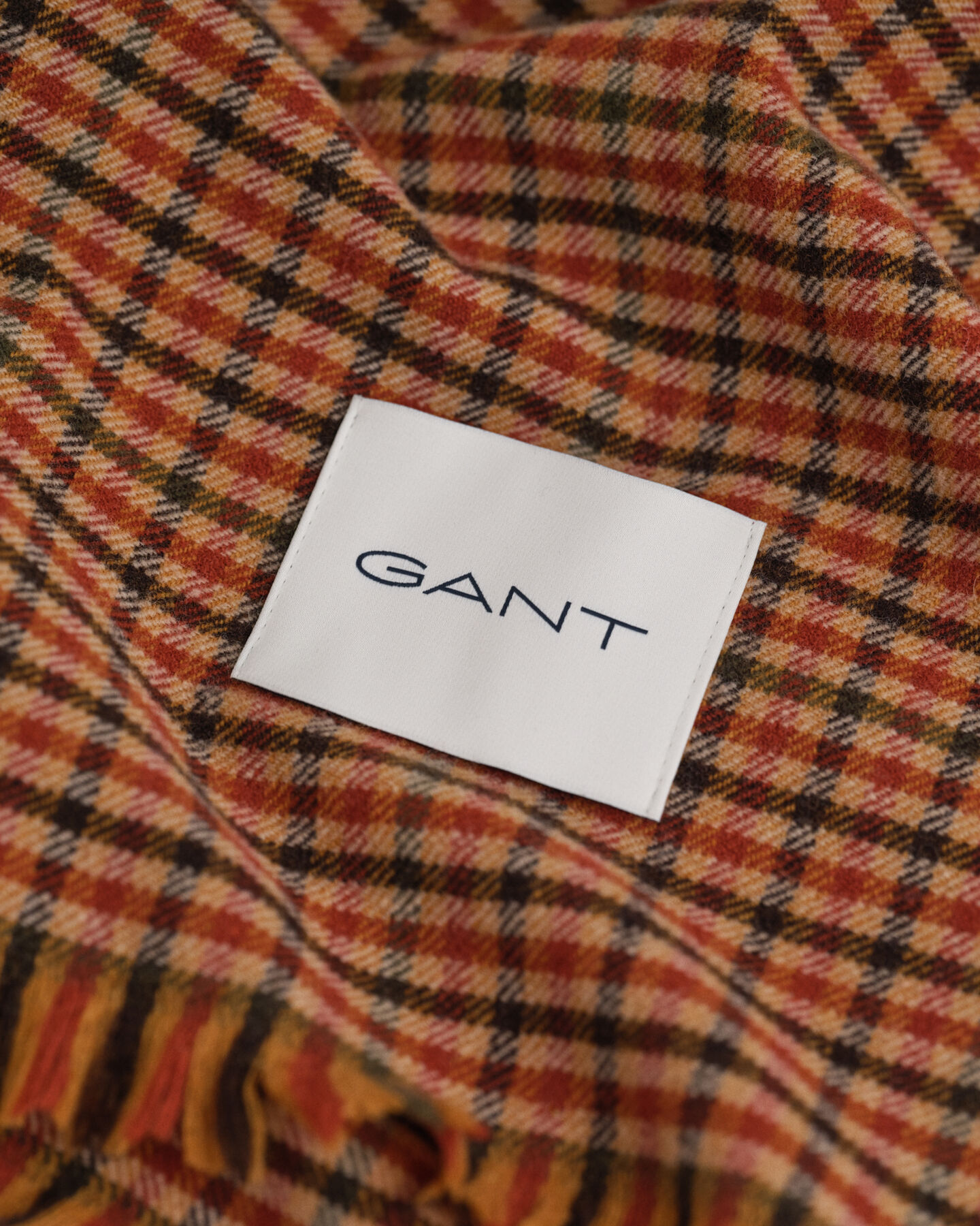 Cachecol largo em lã com padrão Gingham